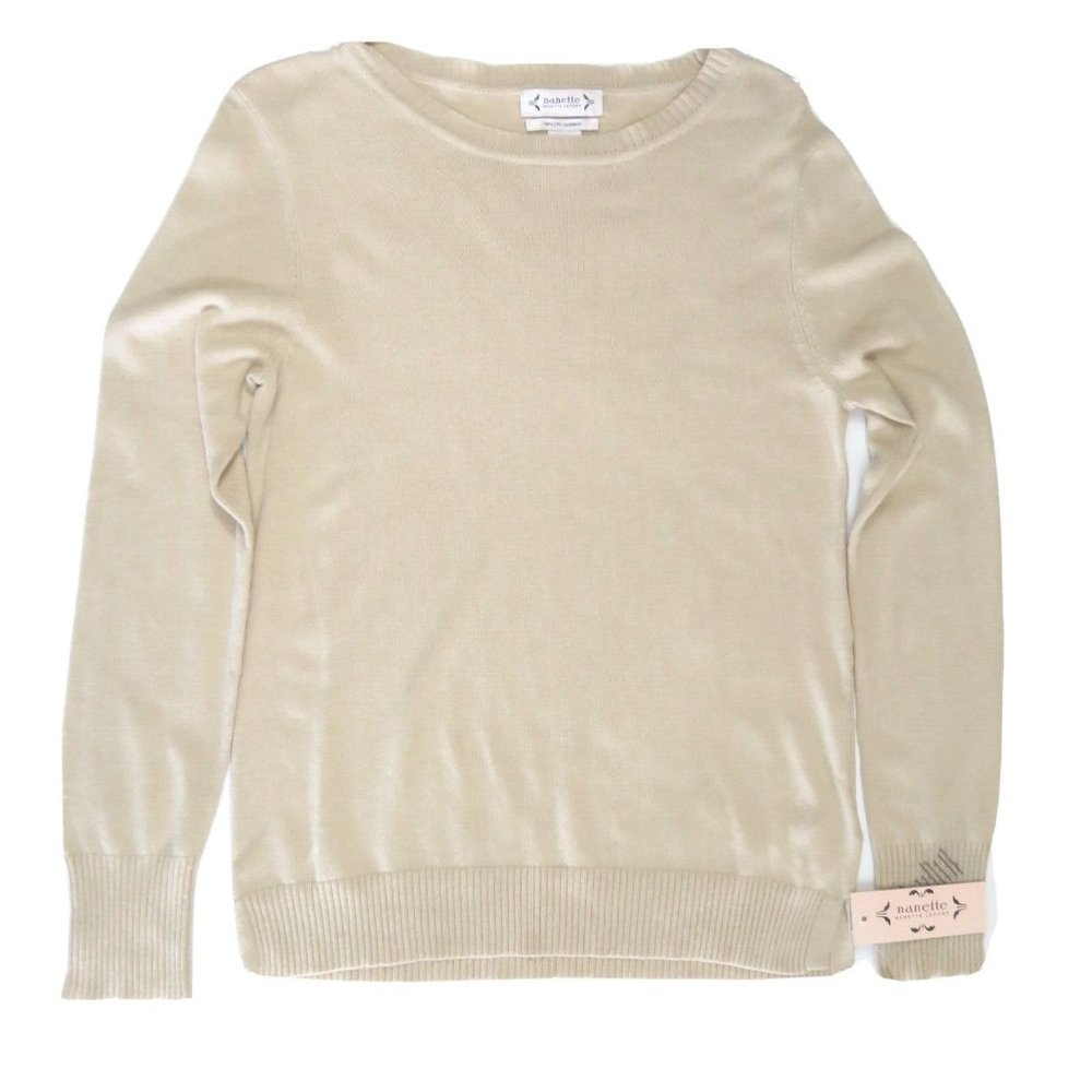 Nanette Lepore Women's Sweater Size M 100% 2 Ply Cashmere Oatmeal Beige